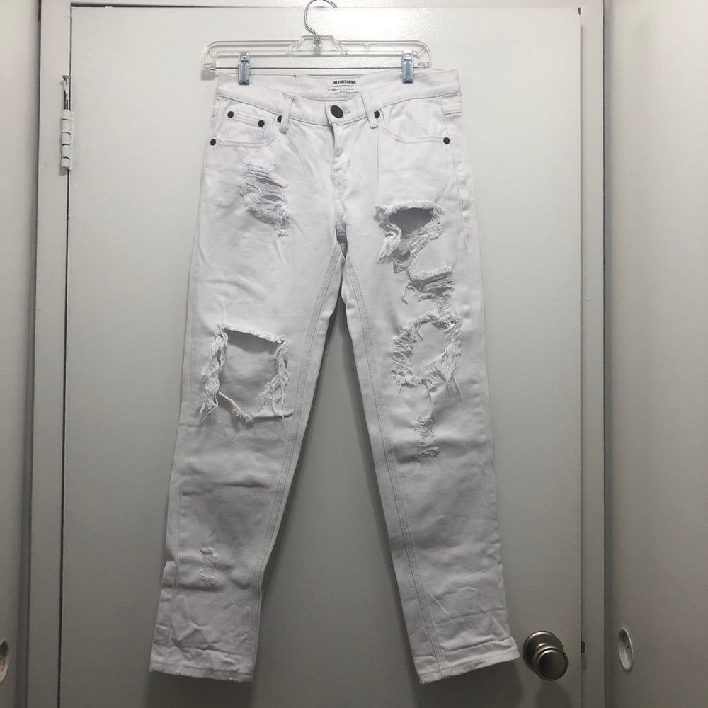 White Boyfriend Distressed Jeans One Teaspoon